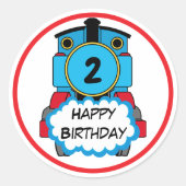 Train Happy Birthday round Sticker ラウンドシール (正面)