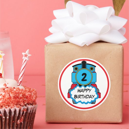 Train Happy Birthday round Sticker ラウンドシール (パーティー)