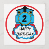 Train Happy Birthday round Sticker 招待状 (正面)