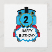 Train Happy Birthday round Sticker 招待状 (正面)
