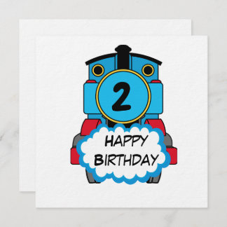 Train Happy Birthday round Sticker 招待状