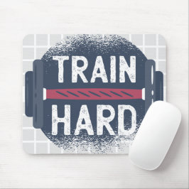 TRAIN HARD フィットネス バーベル グリッド マウスパッド