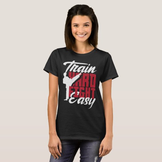 Train Hard Fight Easy Aikido Karate Jiu Jitsu  1 Tシャツ (正面フル)