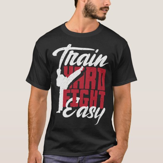 Train Hard Fight Easy Aikido Karate Jiu Jitsu  1 Tシャツ (正面)