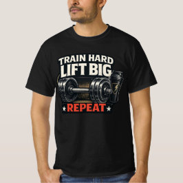 Train Hard Lift Big Repeat Bodybuilding Gym T-Shir Tシャツ