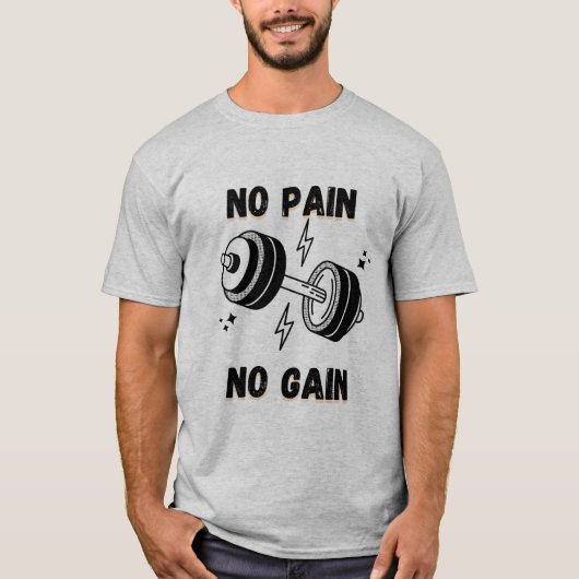 Train Hard Tee – No Pain No Gain Statement T-Shirt Tシャツ (正面)