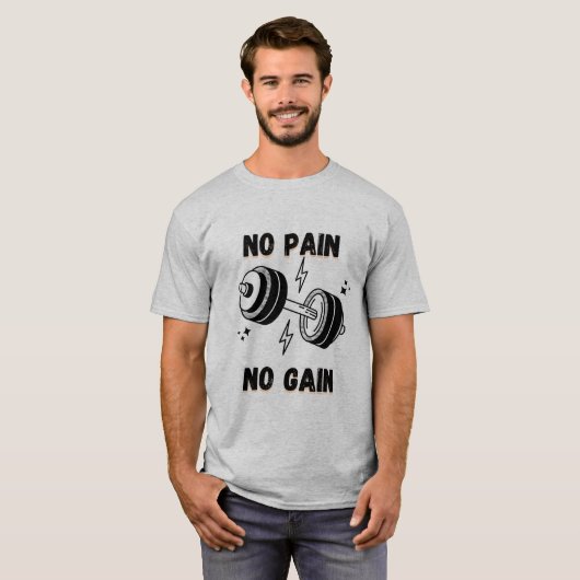 Train Hard Tee – No Pain No Gain Statement T-Shirt Tシャツ (正面フル)