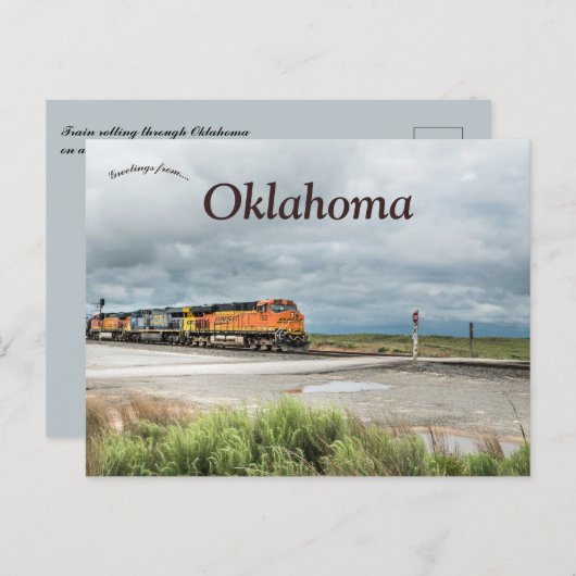 Train in Oklahoma on a Cloudy Day ポストカード (正面/裏面)