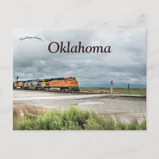 Train in Oklahoma on a Cloudy Day ポストカード (正面)