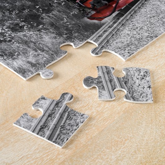 Train in Winter Scene ジグソーパズル (側面)