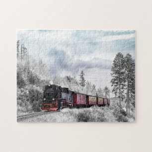 Train in Winter Scene ジグソーパズル
