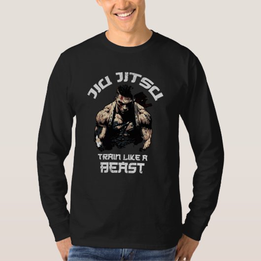 Train like a Beast Jiu Jitsu BJJ Grappling MMA Tシャツ (正面)