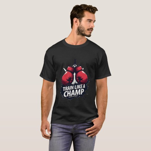 Train Like a Champ: Red Boxing Gloves & Motivation Tシャツ (正面フル)