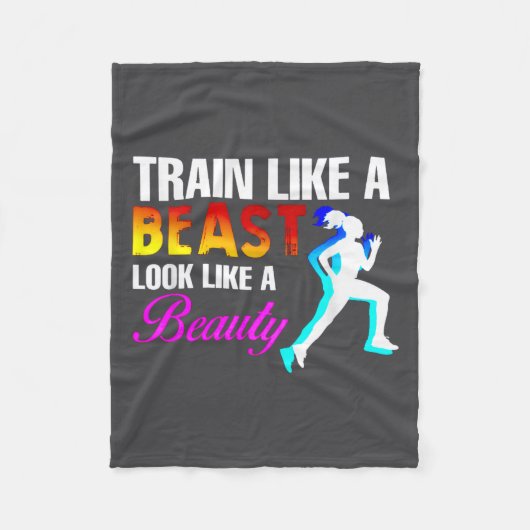 Train Like A Look Like A Beauty Fitness  フリースブランケット (正面)