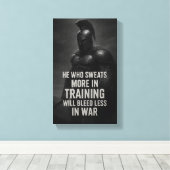 Train Like a Warrior: Sweat More, Bleed Less キャンバスプリント (インサイチュ (ウッドフロア))