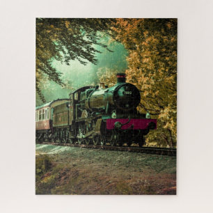Train Locomotive Retro Vintage Fall Leaves ジグソーパズル
