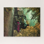 Train Locomotive Retro Vintage Fall Leaves ジグソーパズル (横)