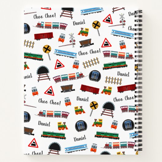 Train Pattern Little Boy First Name Choo Choo Kids ノートブック (裏面)