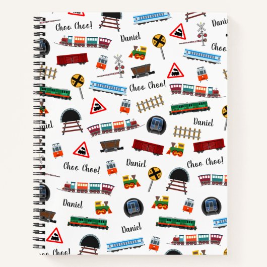 Train Pattern Little Boy First Name Choo Choo Kids ノートブック (正面)