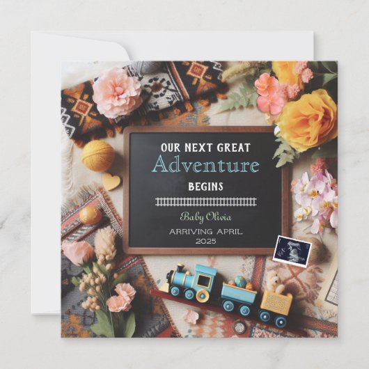 Train Pregnancy Announcement, Gender Neutral 案内状 (正面)