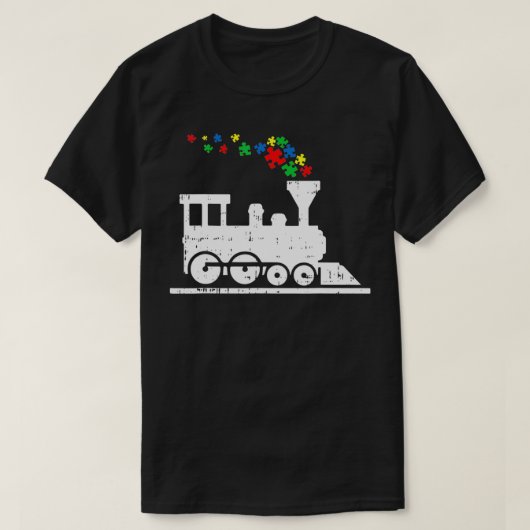Train Puzzle Piece Autism Awareness Cute Boys Kids Tシャツ (デザイン正面)