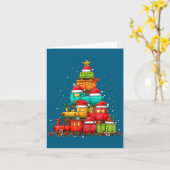 Train Railroad Locomotive Christmas Tree Xmas Hat  カード (黄色い花)