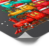 Train Railroad Locomotive Christmas Tree Xmas Hat  ポスター (角)