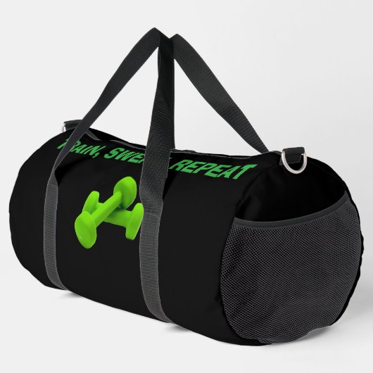 Train Sweat Repeat – Motivational Gym Bag ダッフルバッグ (右コーナー)