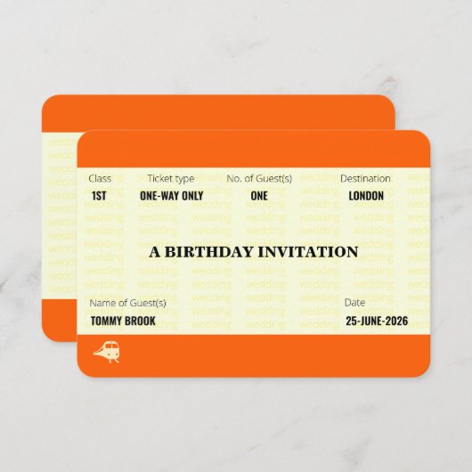 Train Ticket Inspired | Birthday 招待状 (正面/裏面)