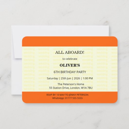 Train Ticket Inspired | Birthday 招待状 (裏面)