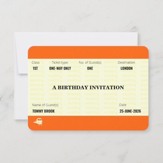 Train Ticket Inspired | Birthday 招待状 (正面)