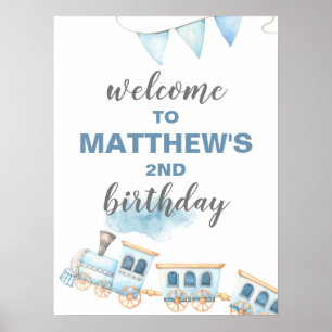 Train Welcome Sign Birthday or Baby Shower ポスター