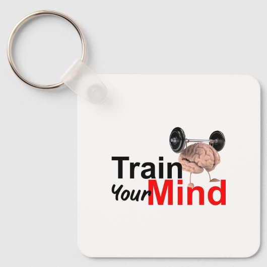 Train Your Mind Motivational Brain Workout Design キーホルダー (正面)