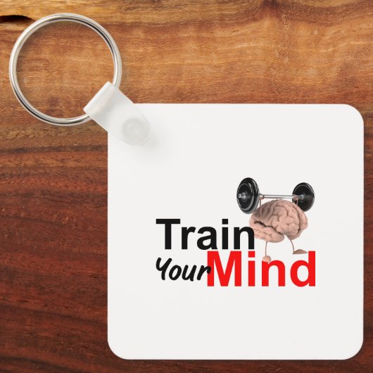 Train Your Mind Motivational Brain Workout Design キーホルダー (正面)