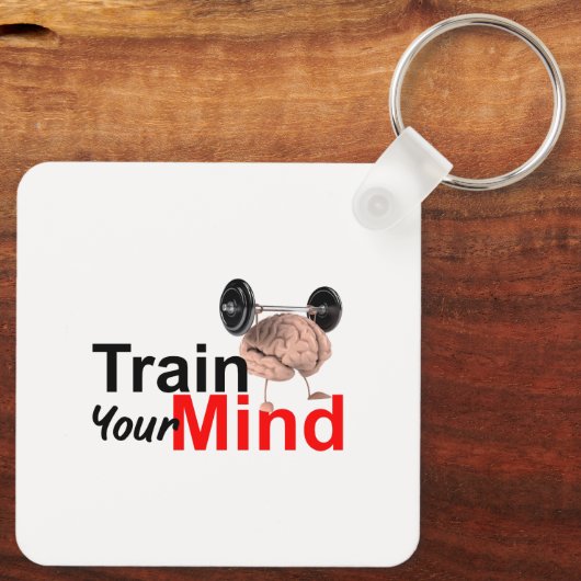 Train Your Mind Motivational Brain Workout Design キーホルダー (裏面)
