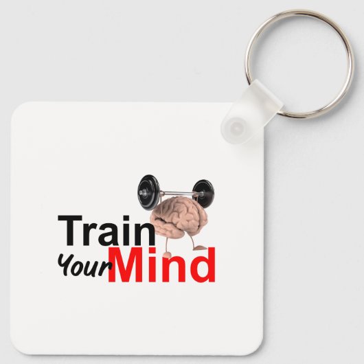Train Your Mind Motivational Brain Workout Design キーホルダー (裏面)