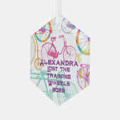 Training 失った Wheels自転車のキープザーと年 ガラスオーナメント (正面左)