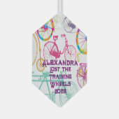 Training 失った Wheels自転車のキープザーと年 ガラスオーナメント (正面右)