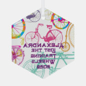 Training 失った Wheels自転車のキープザーと年 ガラスオーナメント (裏面)