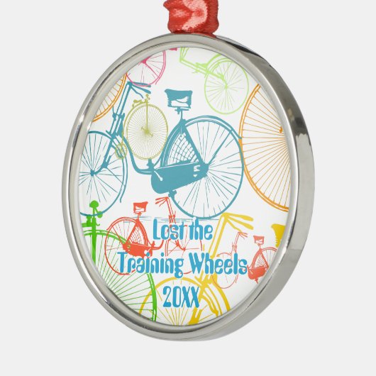 Training 失った Wheels自転車のキープザーと年 メタルオーナメント (左)