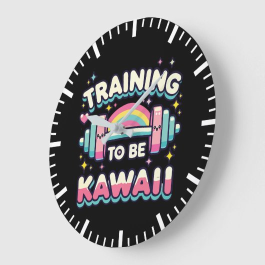 Training to beかわいい – かわいいおもしろいアニメトレーニング ラージ壁時計 (傾斜)