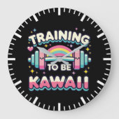 Training to beかわいい – かわいいおもしろいアニメトレーニング ラージ壁時計 (正面)
