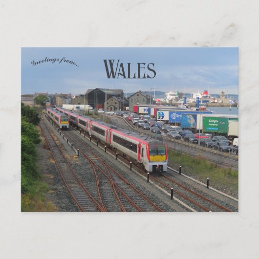 Trains in Holyhead Wales ポストカード (正面)