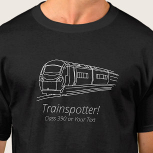 Trainspotterクラス390電気鉄道ファンUK鉄道 Tシャツ