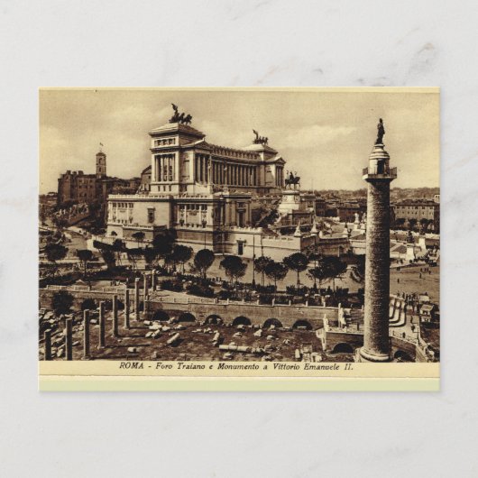 TrajanのフォーラムとMemorial Vittorio Emanuele II ポストカード (正面)