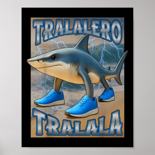 Tralalero Tralala イタリアの脳みそ回転ミーム 誕生日おめでとう F ポスター (正面)