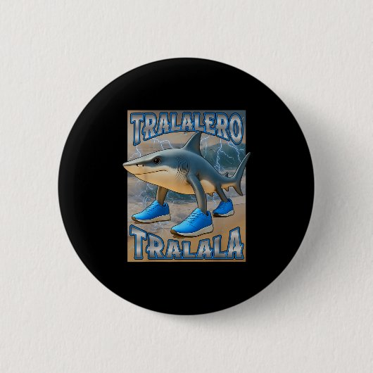 Tralalero Tralala イタリアの脳みそ回転ミーム 誕生日F 缶バッジ (正面)
