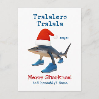 Tralalero Tralala Shark in Santa Hat シーズンポストカード