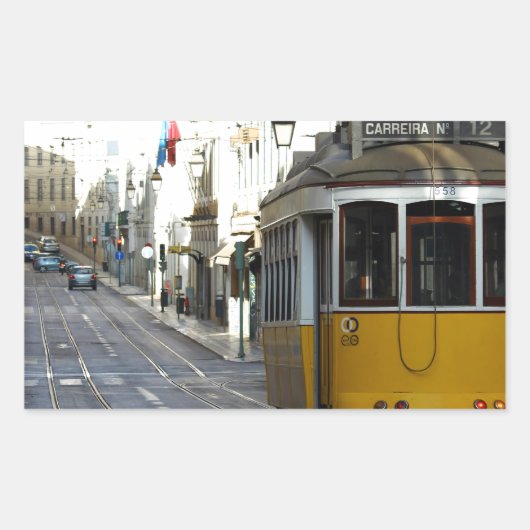 Tram 28, Lisbon, Portugal 長方形シール (正面)