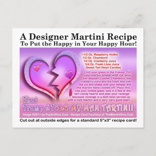 Trampは私の男Tartiniバレンタインデンマルチニカードを盗んだ シーズンポストカード (正面)